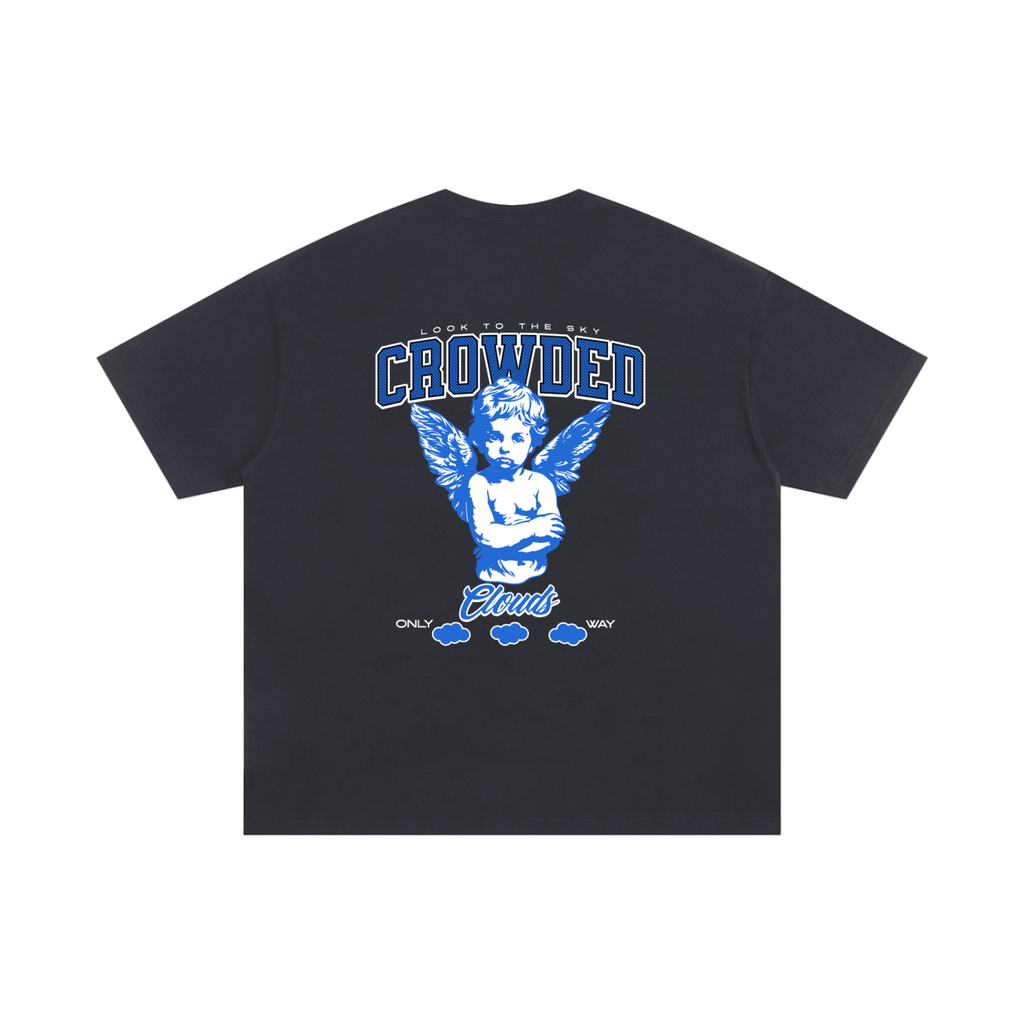 Crowded Clouds Angel Logo Black Tee