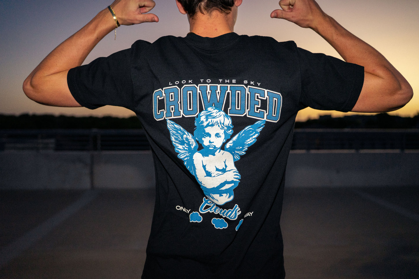 Crowded Clouds Angel Logo Black Tee