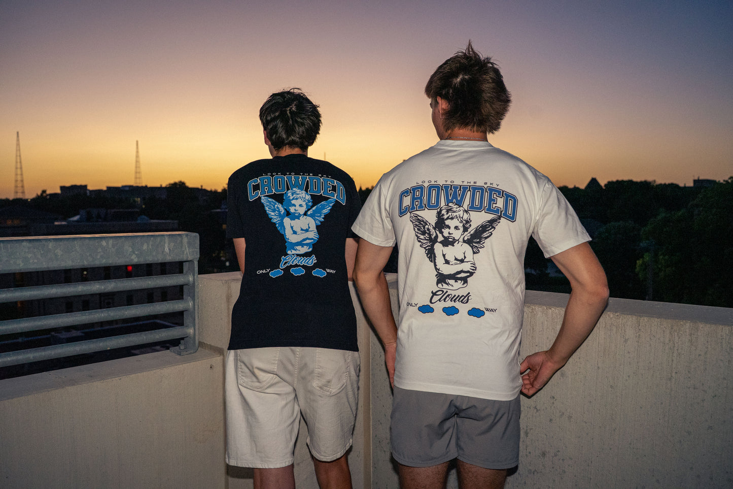 Crowded Clouds Angel Logo White Tee